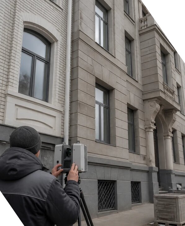 Лазерное сканирование фасадов зданий для обследования в Кизляре